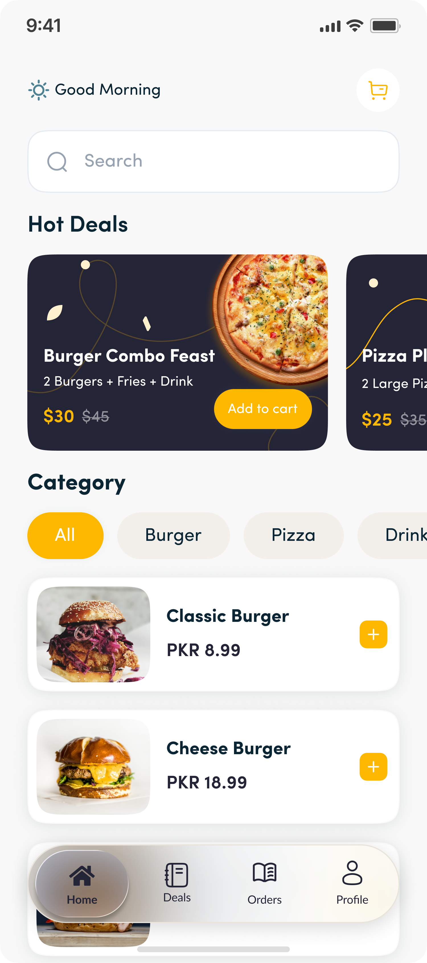 The Food Hub mobile app — menu, deals, and ordering