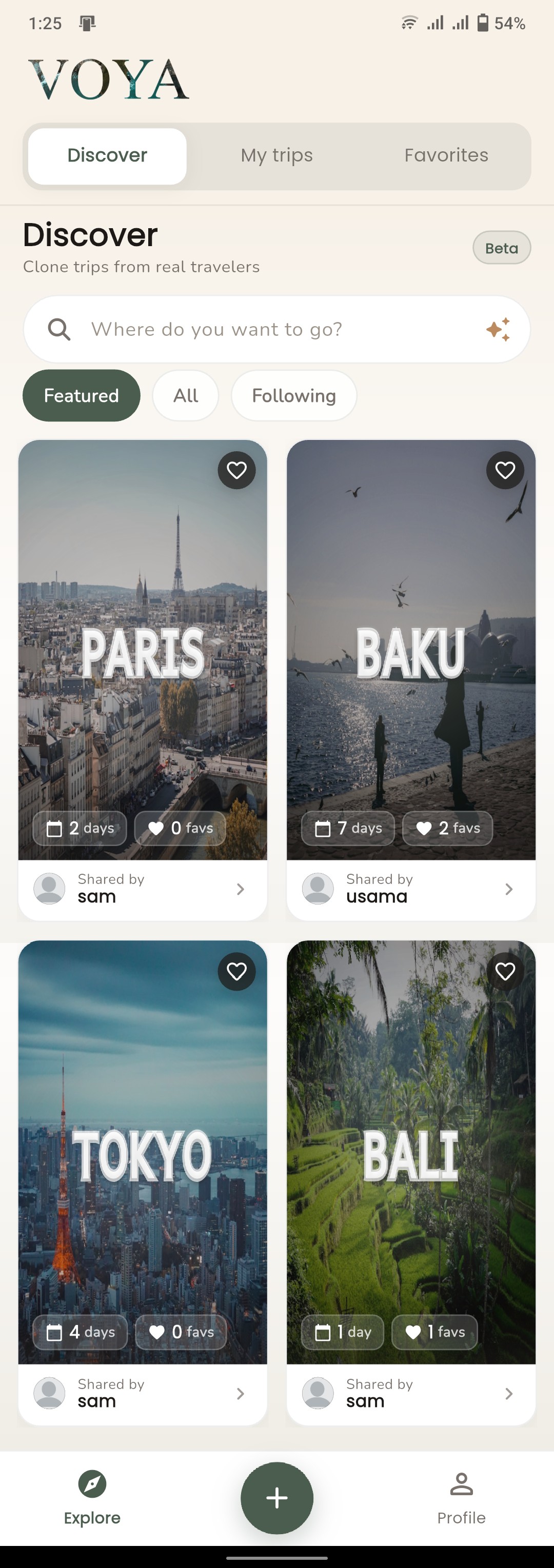 Voya mobile app — Discover trips and destinations